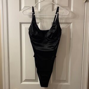 Black Satin Bodysuit